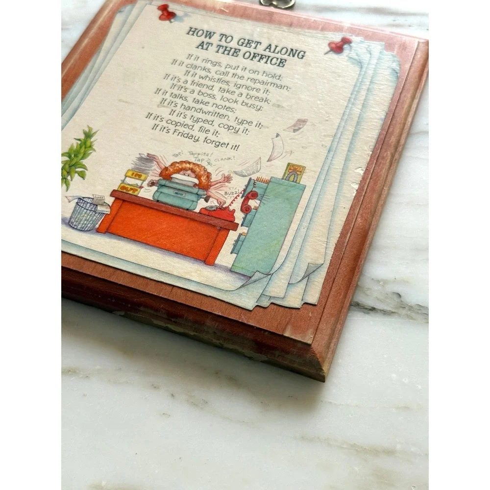 Vintage 1980 Hallmark Maxine How to Get Along at the Office Wood Plaque